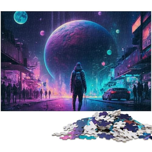 1000-teiliges Neon-Technologie-Straßenpuzzle für Erwachsene. Das Puzzle ganze Familie. Größe 38 x 26 cm von LLONGKT