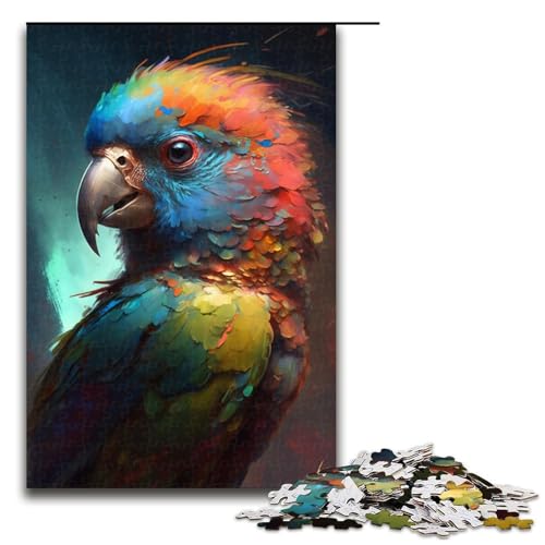 1000-teiliges Papageien-Puzzle für Erwachsene, Holzpuzzle, tolles Geschenk für Erwachsene (Größe 50 x 75 cm) von LLONGKT