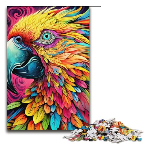 1000-teiliges Papageien-Puzzle für Erwachsene, Papppuzzle, Lernspiel, Herausforderungsspielzeug, Größe 38 x 26 cm von LLONGKT