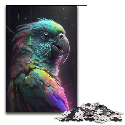 1000-teiliges Papageien-Puzzle für Erwachsene, Papppuzzle, lustiges Geschenk (Größe 38 x 26 cm) von LLONGKT