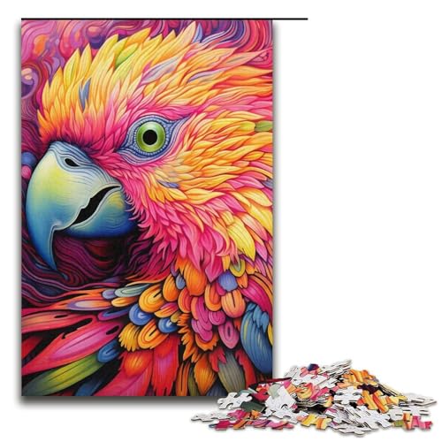 1000-teiliges Papageien-Puzzle für Erwachsene, perfekte Dekoration für Teenager ab 14 Jahren, Größe 38 x 26 cm von LLONGKT