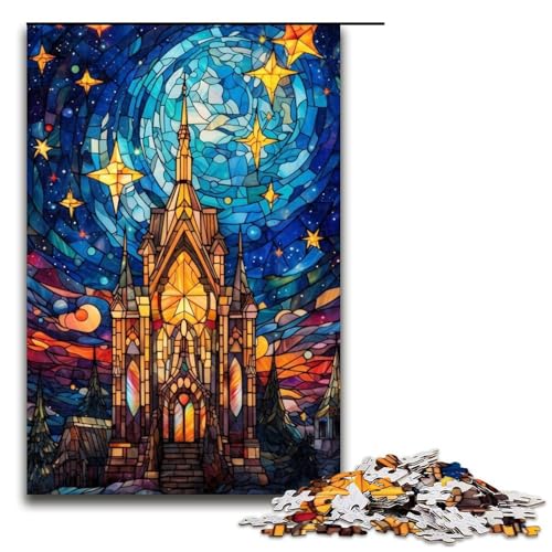 1000-teiliges Puzzle, Bunte Schlösser, Holzpuzzle, Heimdekoration (Größe 50 x 75 cm) von LLONGKT