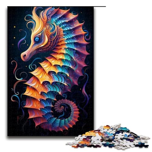 1000-teiliges Puzzle, Bunte Seepferdchen, Holzpuzzle, Lernspielzeug, Größe 50 x 75 cm 1000-teiliges Puzzle, Bunte Seepferdchen, Holzpuzzle, Lernspielzeug, Größe 50 x 75 cm von LLONGKT