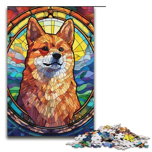 1000-teiliges Puzzle, Buntglas, Shiba Inu, Puzzle aus Karton, Lernspielzeug, Familienspiele, Größe 38 x 26 cm 1000-teiliges Puzzle, Buntglas, Shiba Inu, Puzzle aus Karton, Lernspielzeug, Familienspiele, Größe 38 x 26 cm von LLONGKT