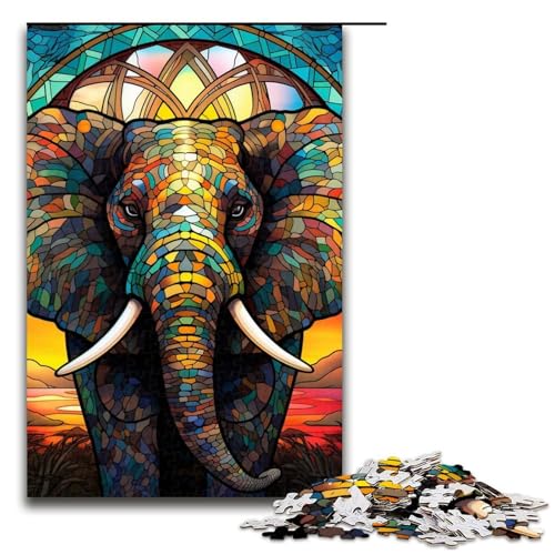1000-teiliges Puzzle, Buntglas-Hirsch-Puzzle für Erwachsene, Holzpuzzle, Lernspiele für Erwachsene, Größe 50 x 75 cm 1000-teiliges Puzzle, Buntglas-Hirsch-Puzzle für Erwachsene, Holzpuzzle, Lernspiele für Erwachsene, Größe 50 x 75 cm von LLONGKT