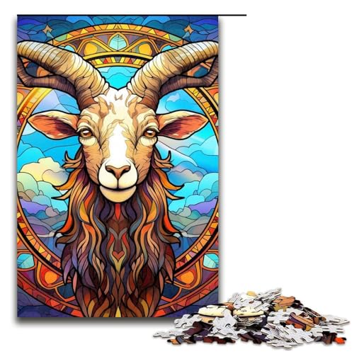 1000-teiliges Puzzle, Buntglasziege, Holzpuzzle, Lernspielzeug, Familienspiele, Größe 50 x 75 cm 1000-teiliges Puzzle, Buntglasziege, Holzpuzzle, Lernspielzeug, Familienspiele, Größe 50 x 75 cm von LLONGKT
