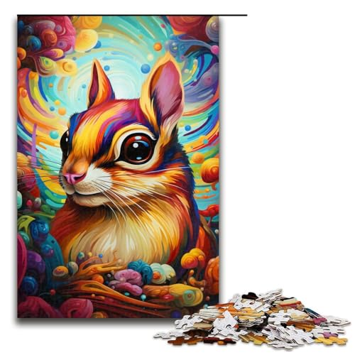 1000-teiliges Puzzle, Eichhörnchen-Puzzle für Erwachsene, Holzpuzzle, anspruchsvolles Spiel (Größe 50 x 75 cm) von LLONGKT