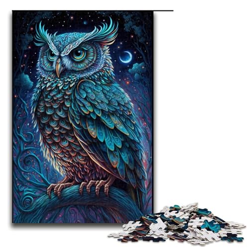 1000-teiliges Puzzle, Eulen-Puzzle für Erwachsene, Holzpuzzle, anspruchsvolles Spiel, Größe 50 x 75 cm von LLONGKT