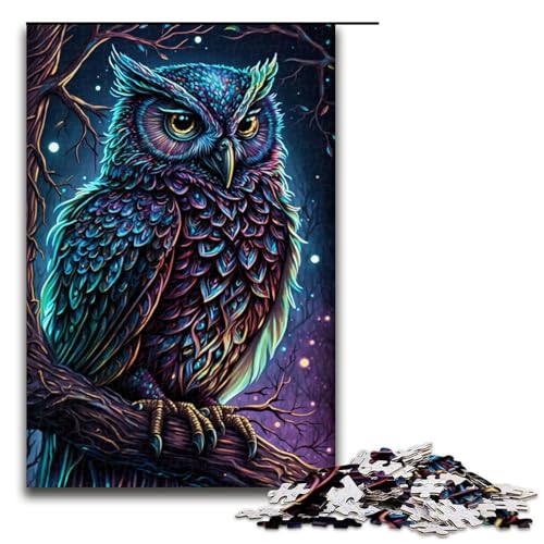 1000-teiliges Puzzle, Eulen-Puzzle für Erwachsene, Holzpuzzle, anspruchsvolles Spiel, Größe 50 x 75 cm von LLONGKT
