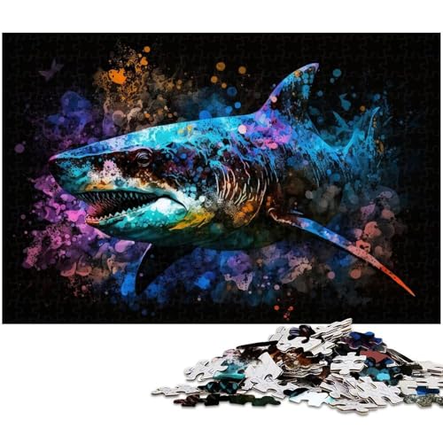 1000-teiliges Puzzle, Hai-Puzzle für Teenager, Holzpuzzle, Heimdekoration, Spielzeug, Größe 50 x 75 cm 1000-teiliges Puzzle, Hai-Puzzle für Teenager, Holzpuzzle, Heimdekoration, Spielzeug, Größe 50 x 75 cm von LLONGKT