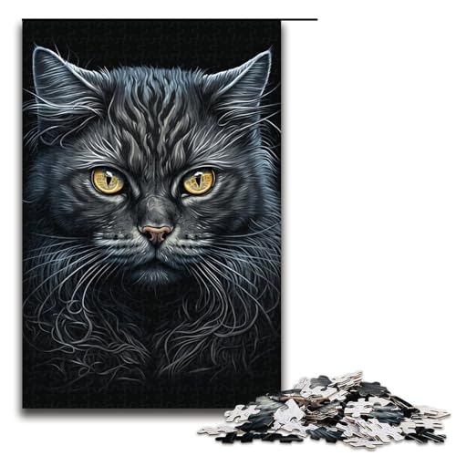 1000-teiliges Puzzle, Katzen-Puzzle für Erwachsene, Holzpuzzle, Geschenke für Erwachsene (Größe 50 x 75 cm) von LLONGKT