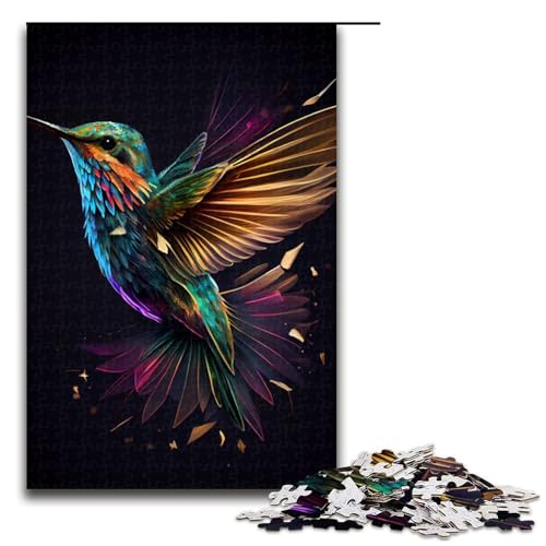 1000-teiliges Puzzle, Kolibri-Vogel, Holzpuzzle, Lernspielzeug, Größe 50 x 75 cm von LLONGKT