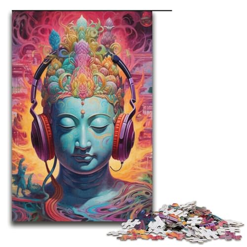 1000-teiliges Puzzle, Kopfhörer, Buddha-Statue, Puzzle aus Karton, Lernspielzeug, Größe 38 x 26 cm 1000-teiliges Puzzle, Kopfhörer, Buddha-Statue, Puzzle aus Karton, Lernspielzeug, Größe 38 x 26 cm von LLONGKT