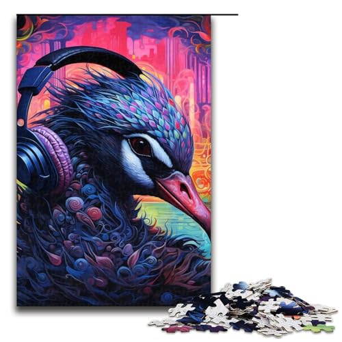1000-teiliges Puzzle, Kopfhörer, schwarzer Schwan, Puzzle für Erwachsene, Holzpuzzle, gutes Geschenk für Erwachsene, Größe 50 x 75 cm 1000-teiliges Puzzle, Kopfhörer, schwarzer Schwan, Puzzle für Erwachsene, Holzpuzzle, gutes Geschenk für Erwachsene, Größe 50 x 75 cm von LLONGKT