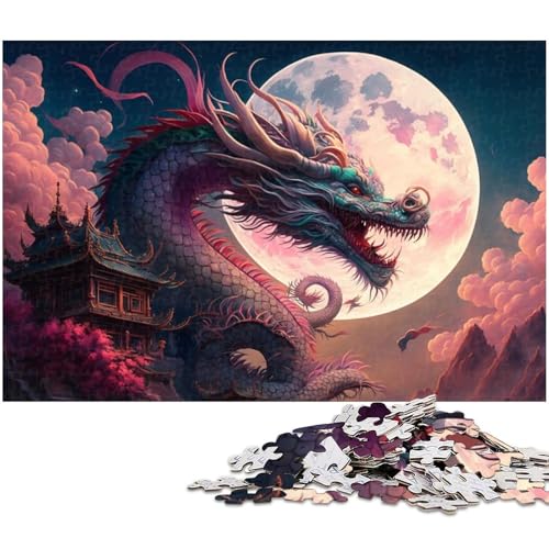 1000-teiliges Puzzle, Lernspiele, Drachen-Puzzle im japanischen Stil, für Erwachsene, Holzpuzzle, Familienunterhaltungsspielzeug, Größe 50 x 75 cm von LLONGKT
