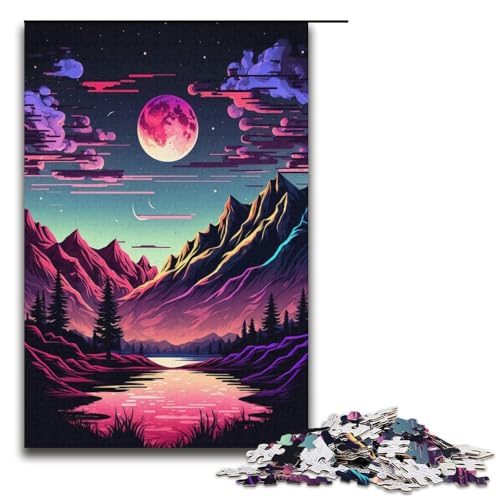 1000-teiliges Puzzle, Lernspiele, Neon-Berg-Puzzle für Erwachsene, Familiendekoration (Größe 38 x 26 cm) von LLONGKT