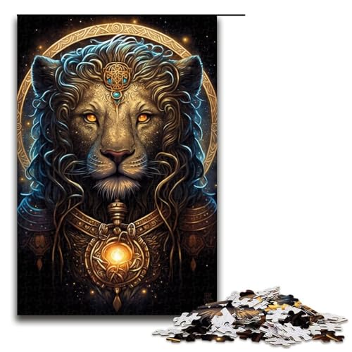 1000-teiliges Puzzle, Löwen-Puzzle für Erwachsene, Holzpuzzle, anspruchsvolles Spiel, Größe 50 x 75 cm von LLONGKT
