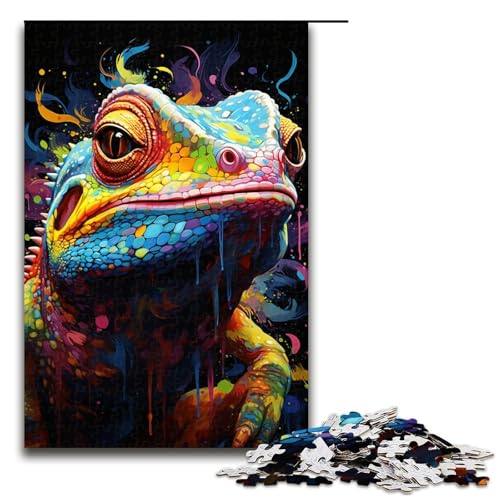 1000-teiliges Puzzle, Malen, Farbchamäleon, Puzzle für Erwachsene, Holzpuzzle, Lernspiel, Herausforderungsspielzeug (Größe 50 x 75 cm) von LLONGKT