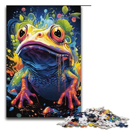 1000-teiliges Puzzle, Malen, Farbe, Frosch-Puzzle für Erwachsene, Papppuzzle, interessanter Stressabbau (Größe 38 x 26 cm) von LLONGKT
