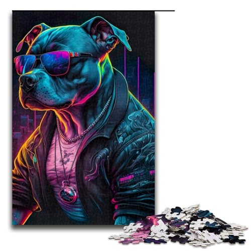1000-teiliges Puzzle, Pitbull-Puzzle für Erwachsene, Holzpuzzle, interessanter Stressabbau (Größe 50 x 75 cm) von LLONGKT
