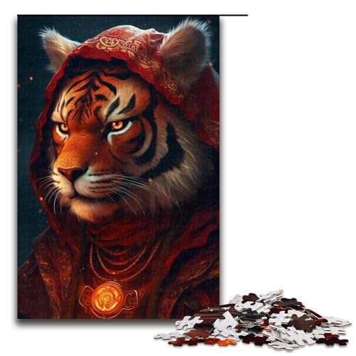 1000-teiliges Puzzle, Tiger-Puzzle für Erwachsene, Holzpuzzle, anspruchsvolles Spiel, Größe 50 x 75 cm von LLONGKT
