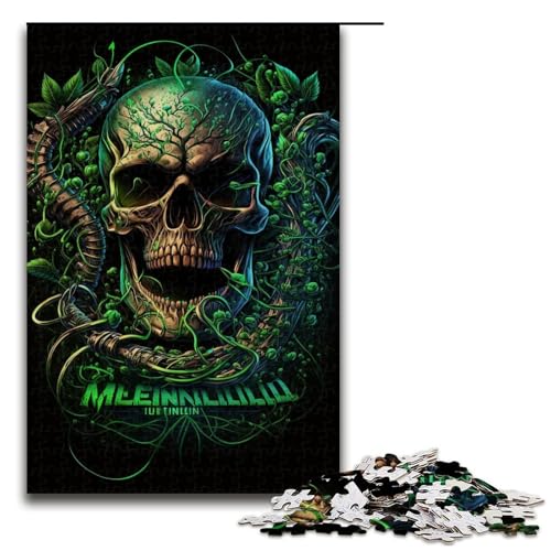 1000-teiliges Puzzle, Totenkopf-Puzzle für Erwachsene, Holzpuzzle, anspruchsvolles Spiel, Größe 50 x 75 cm von LLONGKT