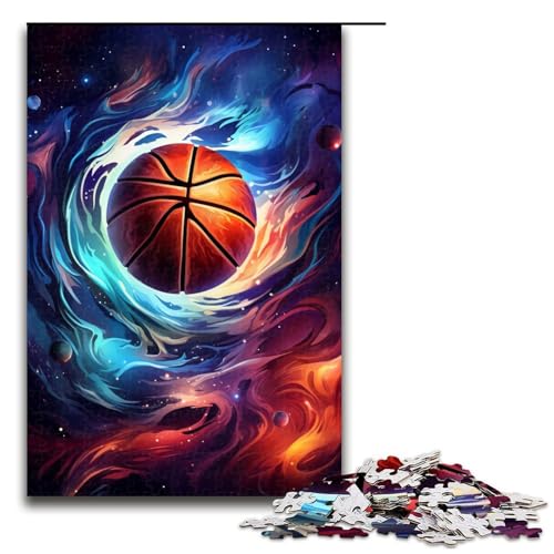 1000-teiliges Puzzle, buntes Basketball-Puzzle für Erwachsene, anspruchsvolles Holzpuzzle (Größe 50 x 75 cm) von LLONGKT