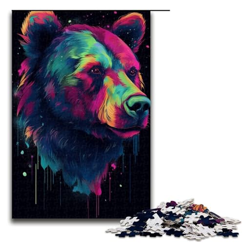 1000-teiliges Puzzle, farbenfrohes Absurdismus-Bären-Puzzle für Erwachsene, Holzpuzzle, interessanter Stressabbau, Größe 50 x 75 cm 1000-teiliges Puzzle, farbenfrohes Absurdismus-Bären-Puzzle für Erwachsene, Holzpuzzle, interessanter Stressabbau, Größe 50 x 75 cm von LLONGKT