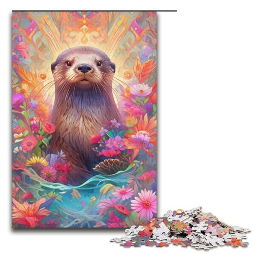 1000-teiliges Puzzle, farbiges Otter-Puzzle für Erwachsene, Papppuzzle, gutes Geschenk für Erwachsene, Größe 38 x 26 cm von LLONGKT