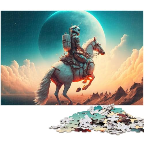 1000-teiliges Puzzle, majestätisches Astronautenpferd, Puzzle, Holzpuzzle, Lernspielzeug, Größe 50 x 75 cm von LLONGKT