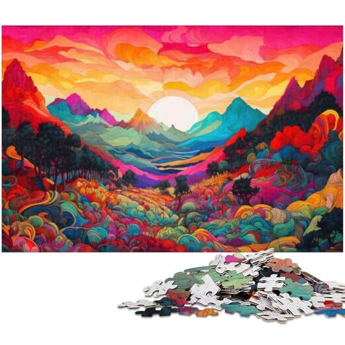 1000-teiliges Puzzle, psychedelisches Holzpuzzle für Erwachsene, Lernspiel, Größe 50 x 75 cm von LLONGKT
