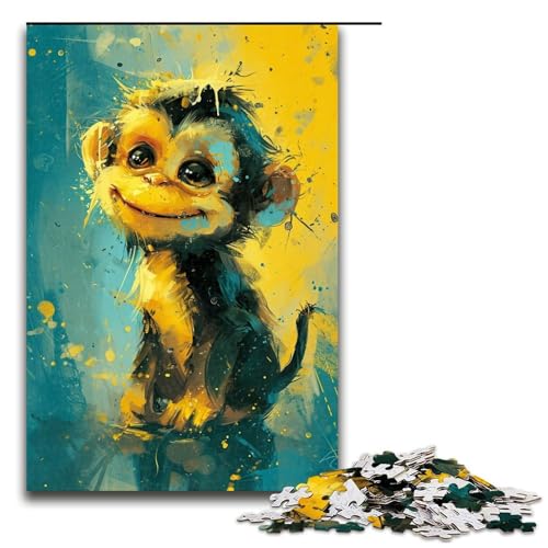 1000-teiliges Puzzle, süßer Kleiner gelber AFFE, Holzpuzzle, Heimdekoration (Größe 50 x 75 cm) von LLONGKT