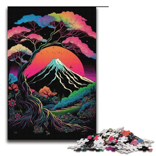 1000-teiliges Puzzle „Aquarell-Berge“ für Erwachsene, Kartonpuzzle, anspruchsvolles Spiel, Größe 38 x 26 cm von LLONGKT