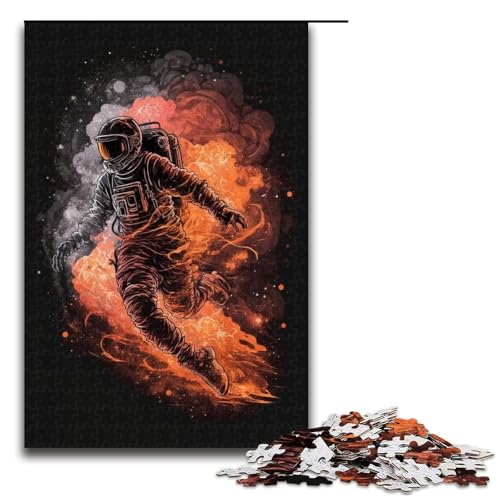 1000-teiliges Puzzle „Astronauten Spielen Basketball“, Puzzle für Erwachsene, Holzpuzzle, Lernspiel, Herausforderungsspielzeug (Größe 50 x 75 cm) von LLONGKT