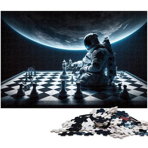 1000-teiliges Puzzle „Astronauten Spielen Schach“, Puzzle für Erwachsene, Holzpuzzle, Lernspiel, Größe 50 x 75 cm 1000-teiliges Puzzle „Astronauten Spielen Schach“, Puzzle für Erwachsene, Holzpuzzle, Lernspiel, Größe 50 x 75 cm von LLONGKT