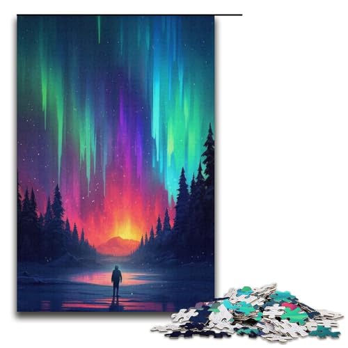 1000-teiliges Puzzle „Aurora am Himmel“ für Erwachsene, Lernspiel, Herausforderung, Spielzeug, Kunstwerk, Geschenk, Größe 38 x 26 cm von LLONGKT