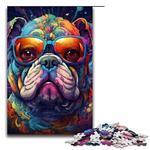 1000-teiliges Puzzle „Bulldogge mit Brille“, Holzpuzzle, Lernspielzeug, Größe 50 x 75 cm 1000-teiliges Puzzle „Bulldogge mit Brille“, Holzpuzzle, Lernspielzeug, Größe 50 x 75 cm von LLONGKT
