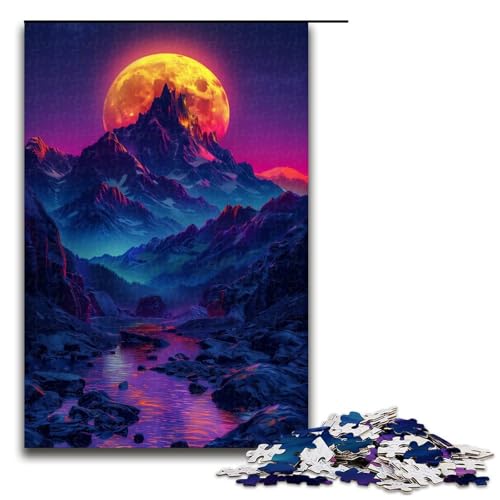 1000-teiliges Puzzle „Bunte Berge bei Nacht“, Holzpuzzle für Teenager, Familienaktivität (Größe 50 x 75 cm) von LLONGKT