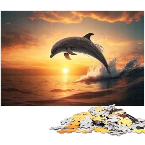 1000-teiliges Puzzle „Delfine springen“ für Erwachsene, Papppuzzle, Heimdekoration, Größe 38 x 26 cm von LLONGKT