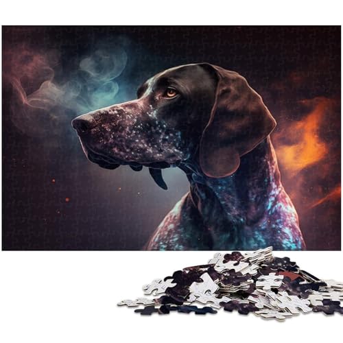 1000-teiliges Puzzle „Deutscher Kurzhaar“ für Erwachsene, Familienpuzzlespiel aus Pappe, Größe 38 x 26 cm von LLONGKT