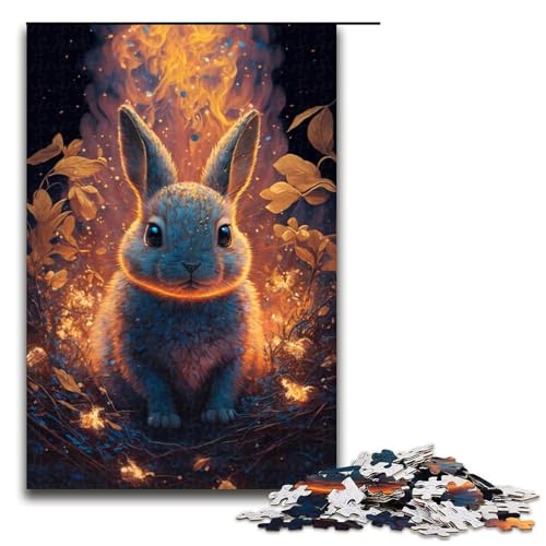 1000-teiliges Puzzle „Fantasie-Kaninchen“ für Erwachsene, Holzpuzzle, Lernspiel, Größe 50 x 75 cm von LLONGKT
