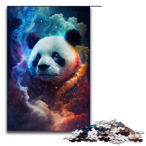 1000-teiliges Puzzle „Fantasy Panda Cloud“ für Erwachsene, Holzpuzzle, Lernspiel, Größe 50 x 75 cm von LLONGKT
