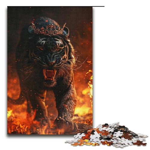 1000-teiliges Puzzle „Feuerlöwe“, Papppuzzle, pädagogisches Spielzeug zum Stressabbau, Größe 38 x 26 cm von LLONGKT
