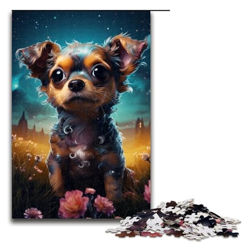 1000-teiliges Puzzle „Galaxie-Chihuahua“ für Erwachsene, Holzpuzzle, tolles Geschenk für Erwachsene, Größe 50 x 75 cm von LLONGKT