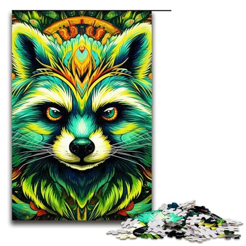 1000-teiliges Puzzle „Grüner Waschbär“, Holzpuzzle, Lernspielzeug, Familienspiele, Größe 50 x 75 cm 1000-teiliges Puzzle „Grüner Waschbär“, Holzpuzzle, Lernspielzeug, Familienspiele, Größe 50 x 75 cm von LLONGKT