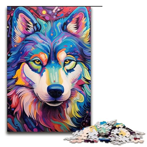 1000-teiliges Puzzle „Husky-Totem“ für Erwachsene, Holzpuzzle, anspruchsvolles Spiel, Größe 50 x 75 cm von LLONGKT