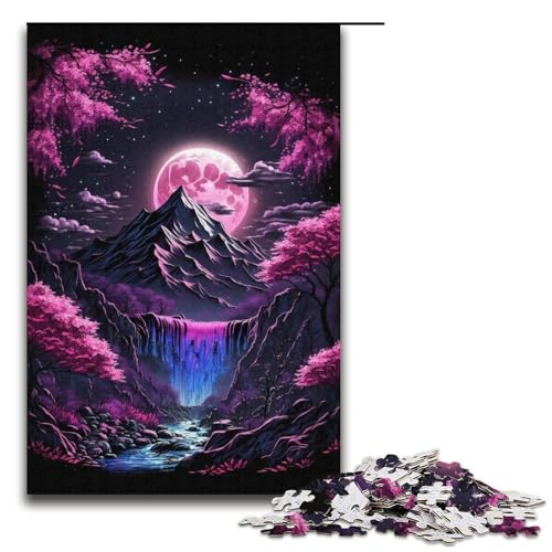 1000-teiliges Puzzle „Kirschblüten-Berg“ für Erwachsene, Kartonpuzzle, anspruchsvolles Spiel, Größe 38 x 26 cm von LLONGKT
