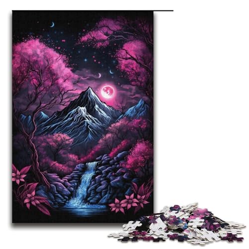 1000-teiliges Puzzle „Kirschblüten-Berg“ für Erwachsene, Papppuzzle, Lernspiel, Herausforderungsspielzeug, Größe 38 x 26 cm von LLONGKT