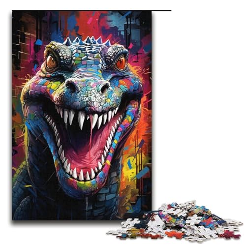 1000-teiliges Puzzle „Krokodil“ für Erwachsene, buntes Kartonpuzzle, Lernspiel, herausforderndes Spielzeug (Größe 38 x 26 cm) von LLONGKT