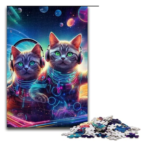 1000-teiliges Puzzle „Magic Art Cat“, Puzzle für Teenager, Holzpuzzle, tolles Geschenk für Erwachsene, Größe 50 x 75 cm 1000-teiliges Puzzle „Magic Art Cat“, Puzzle für Teenager, Holzpuzzle, tolles Geschenk für Erwachsene, Größe 50 x 75 cm von LLONGKT
